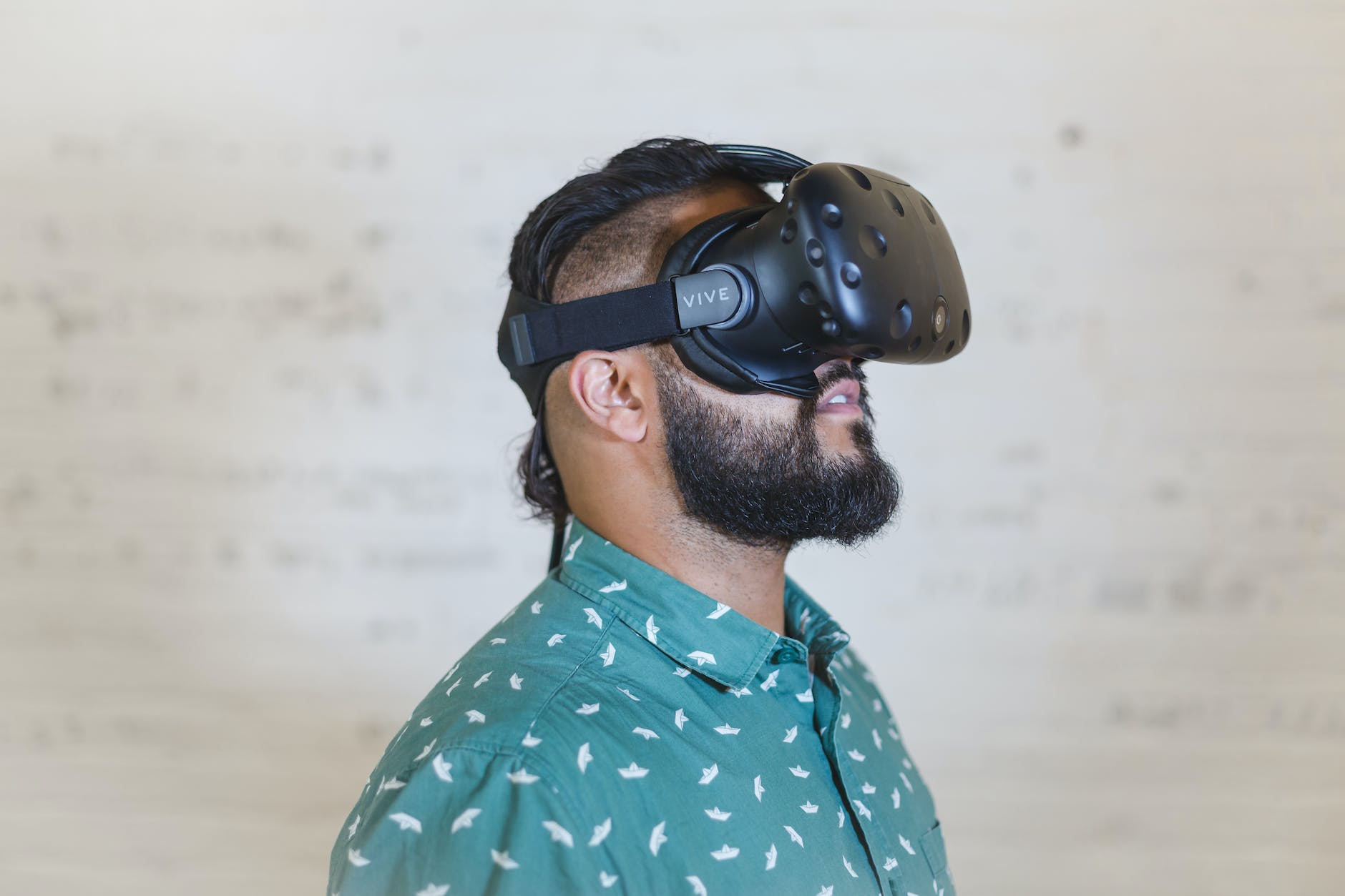 Man Wearing Black VR Goggles