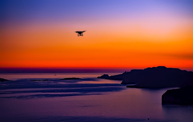 Drone Flying at Sunset