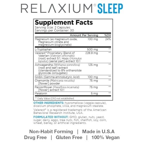 Relaxium Sleep aid Ingredients 